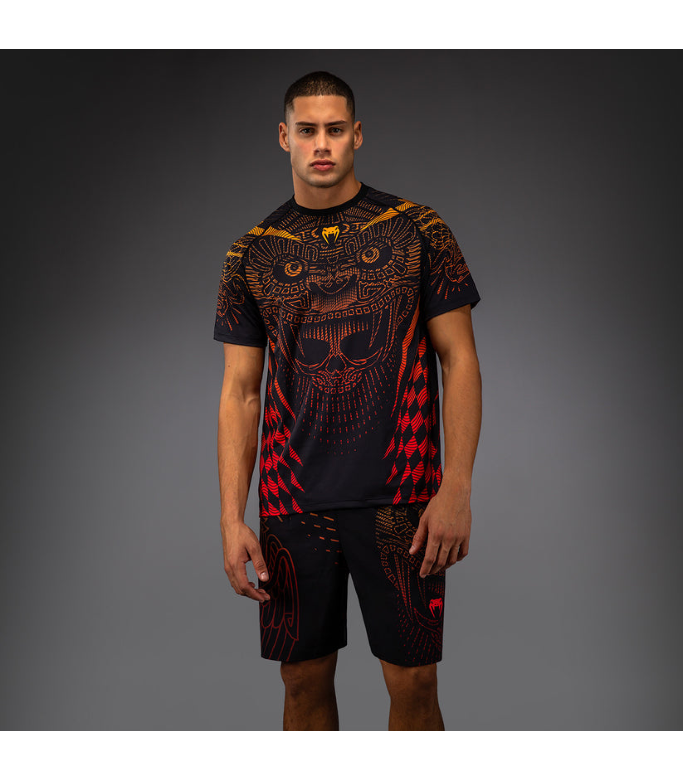 Тениска - Venum Quetzal Fury Dry-Tech T-Shirt - Black/Fury Red/ Tangerine​